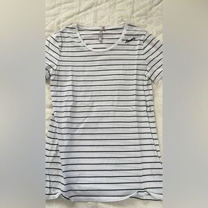 Banana Republic Black and White Striped Long Sleeve Top